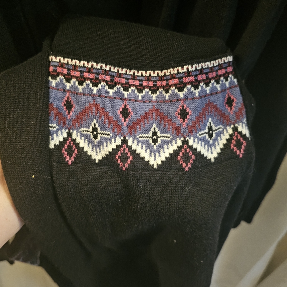 Black Cardigan with Patterned Accents - Picture 4 of 7